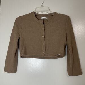 NWOT REFORMATION brown long sleeve button front cropped shirt size XS
